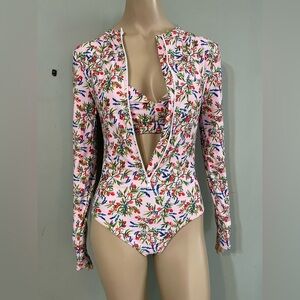 Mott50 Floral Long Sleeve One Piece - Pink and Green